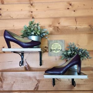 Espanola Too 💜 Vintage Purple Kidskin Leather Pumps Square Toe Block Heels 6.5M
